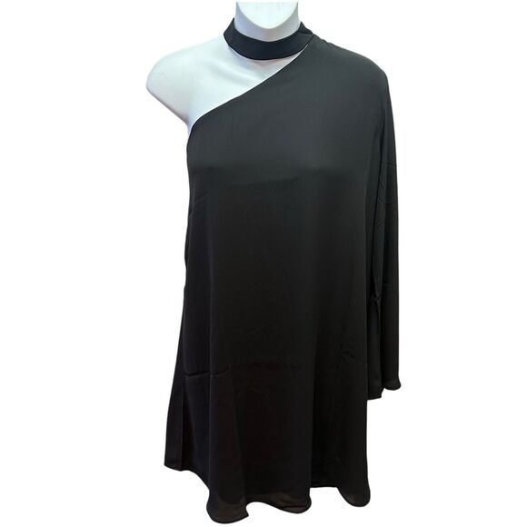 Three Eighty Two Dress Womens Large Black One Shoulder Knee Length Minimalist - Picture 1 of 8